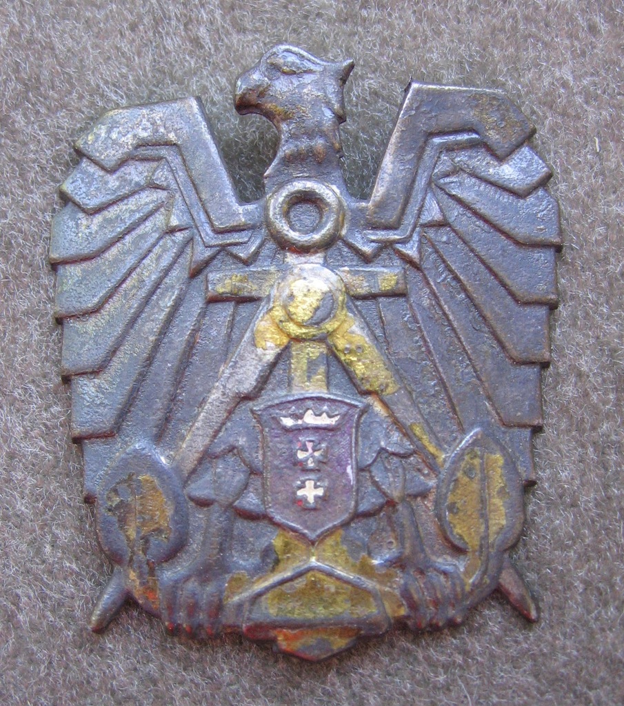 Orzełek z herbem m. Gdańsk wczesny PRL orzeł