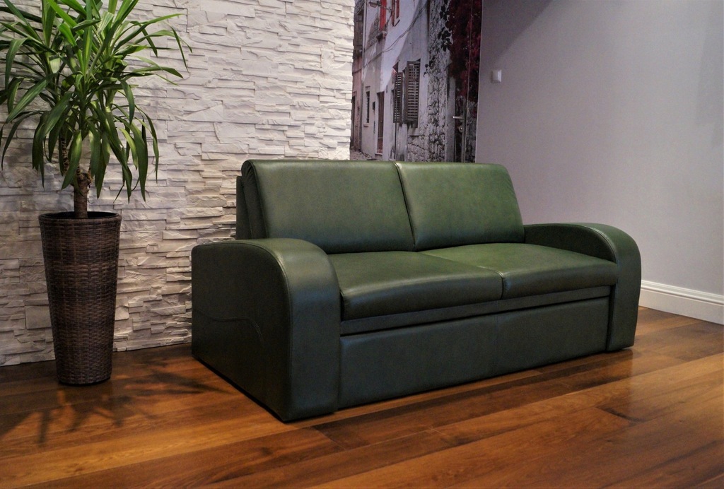 Skórzana Kanapa 180cm Sofa ze skóry Zielona Skóra