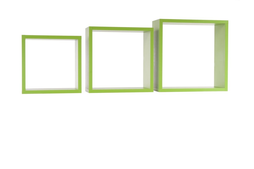 Zestaw półek kwadraty 30-35-40/17cm zielon KLEJONE