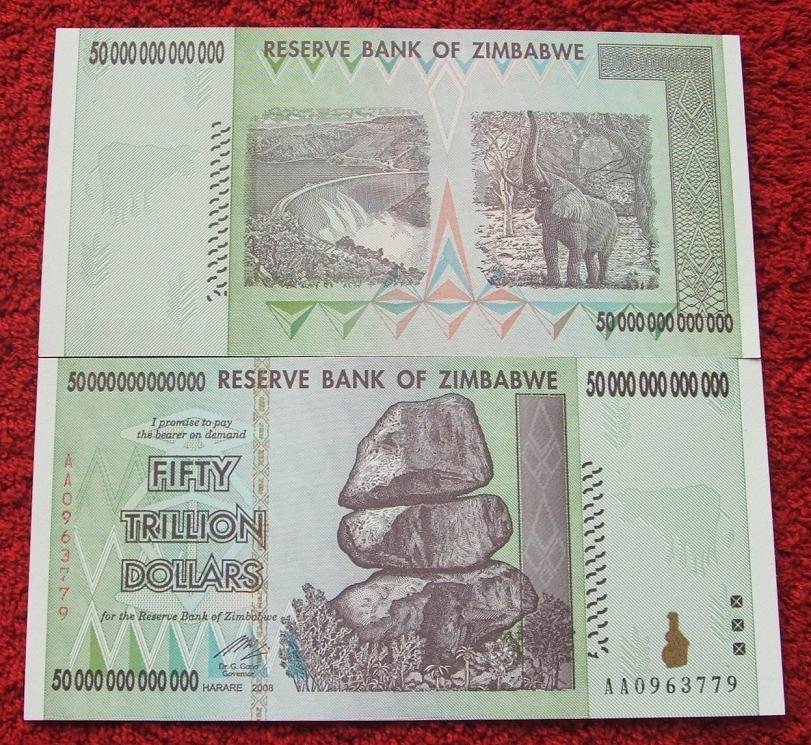 50 TRILLION DOLLARS 2008 ZIMBABWE UNC !!! UNIKAT
