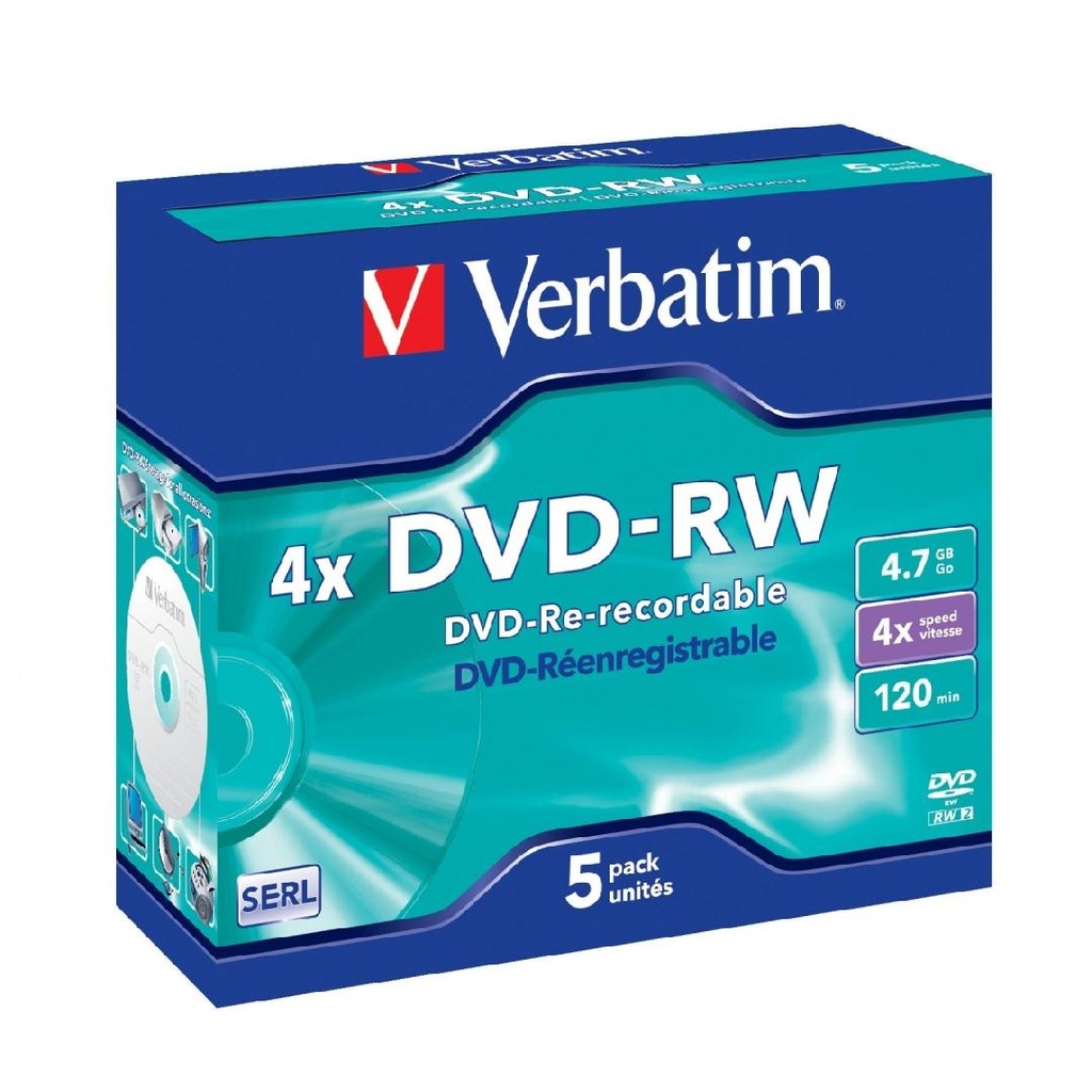 VERBATIM DVD-RW 4x 4.7GB 5P JC 43285