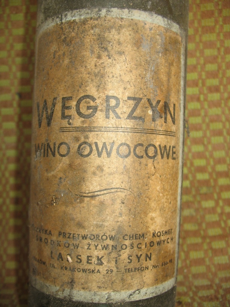 Butelka Węgrzyn Wino L. Lassek i Syn Kraków 7