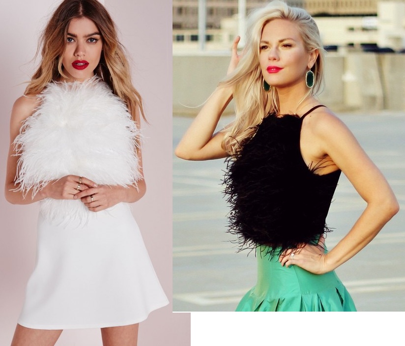 MISSGUIDED bluzka top biała pióra 36 S
