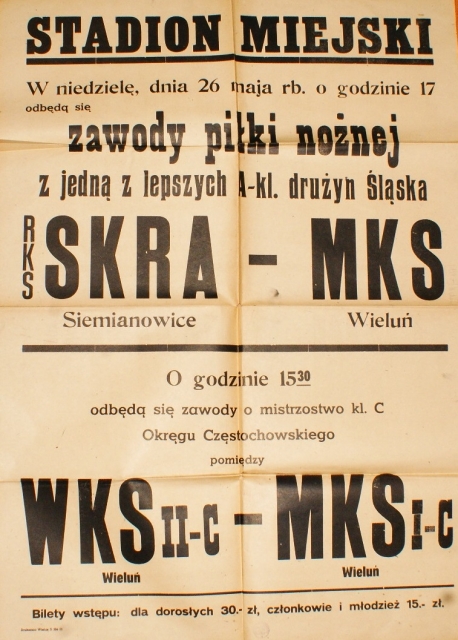 RKS Skra MKS Wieluń WKS Wieluń afisz 1955