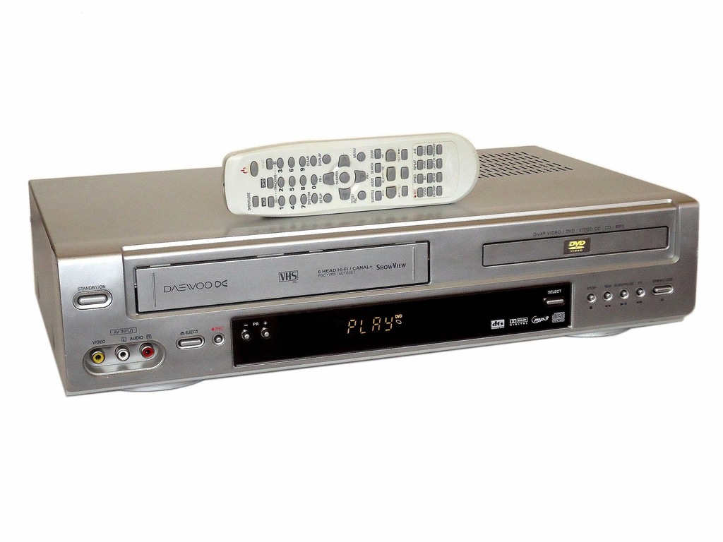 DAEWOO Combo DVDVHS 6GŁOWIC SP/LP Mp3 JPEG PILOT 7283878597