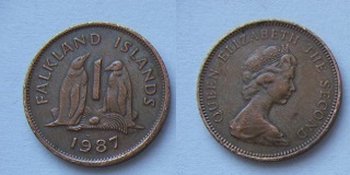 Falklandy 1 pence 1987