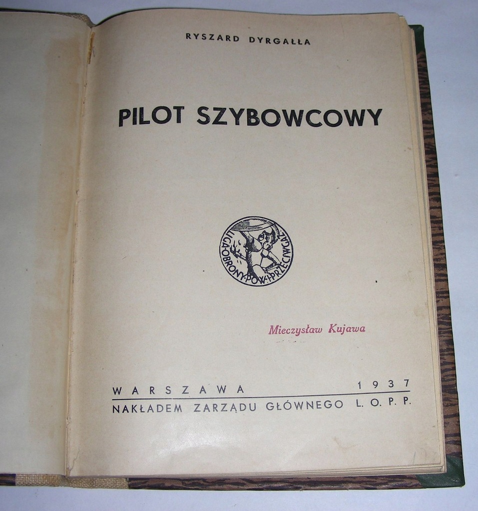 PILOT SZYBOWCOWY - Ryszard Dyrgałła - 1937 rok