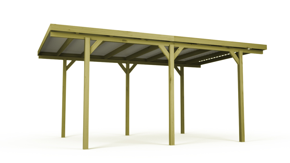 Carport drewniany garaż, wiata z pleksi 304x500