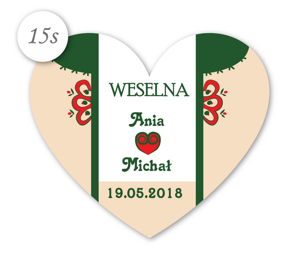 Naklejki na Wódkę Weselną FOLK góralskie + imiona