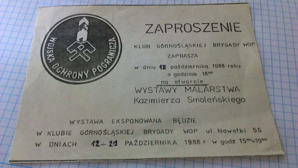 Brygada WOP Śląsk Zaproszenie 1988 granice ochrona