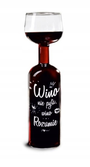 Kieliszek Butelka do Wina 750 ml WINO NIE PYTA