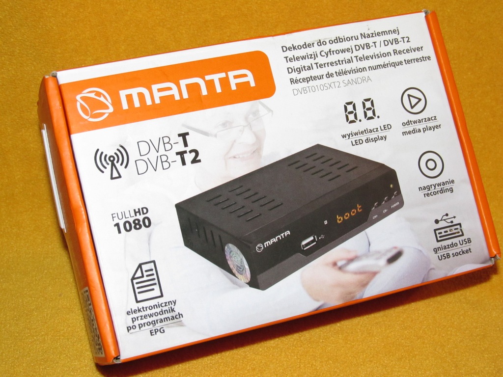 Dekoder tuner DVB-T DVB-T2 MANTA DVBT010SXT2