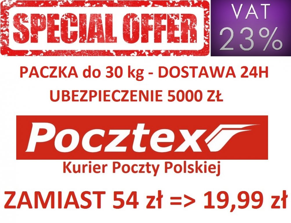POCZTEX PACZKA 30KG -  Przesyłki KURIERSKIE FV23%