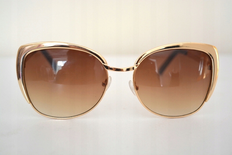 Mohito złote okulary przeciwsłoneczne CAT eye modn