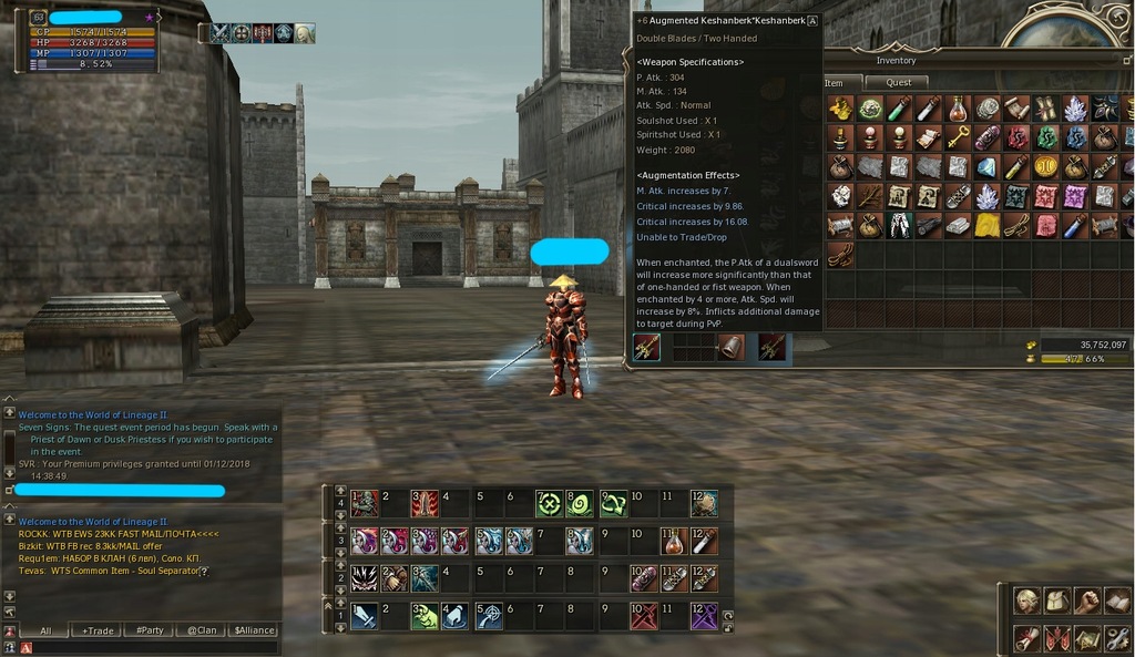 Duelist 77/SK 75/BD 65 Lineage II L2 E-global x7