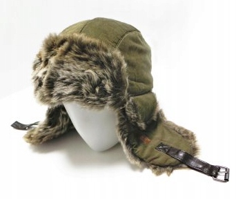 47*CZAPKA USZATKA KHAKI ZIMOWA SZTRUKSOWA ONE SIZE