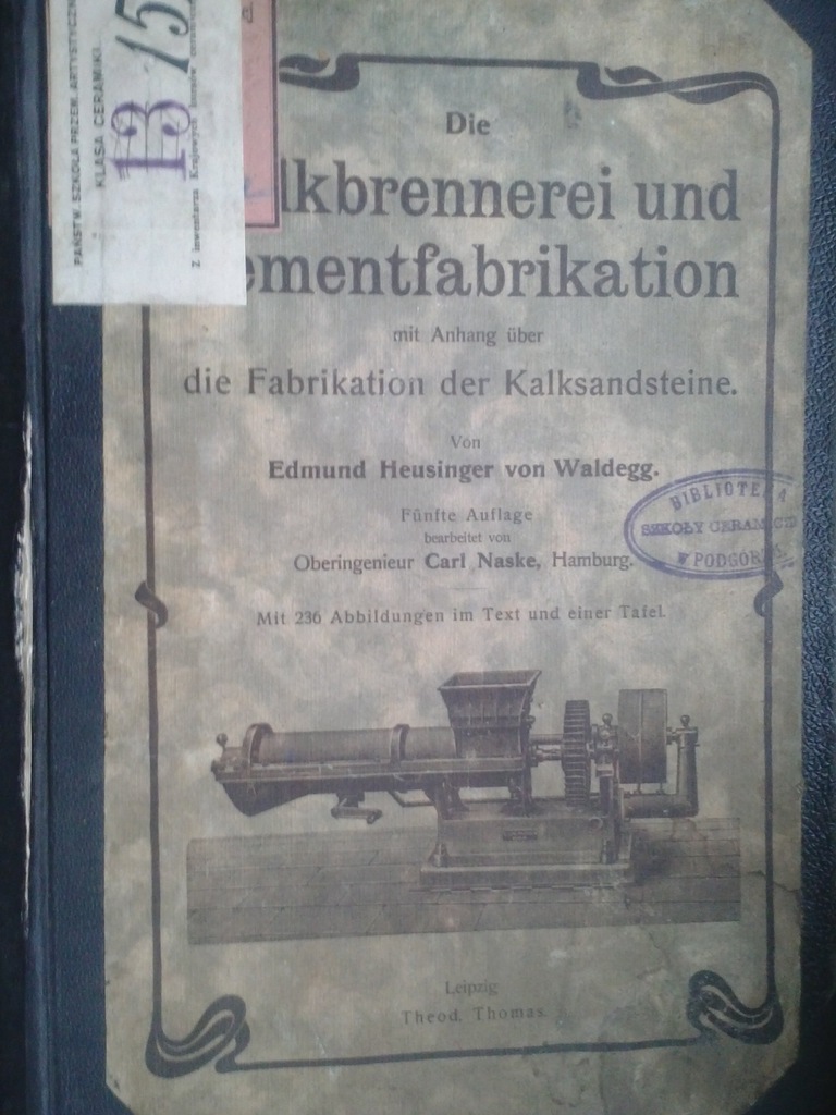 Wypalanie wapna i produkcja cementu Maszyny 1903