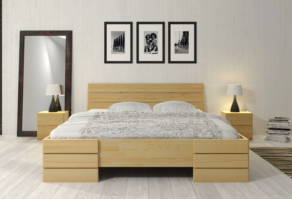 Zestaw: Łóżko SANDEMO HIGH 180x200 z szafkami