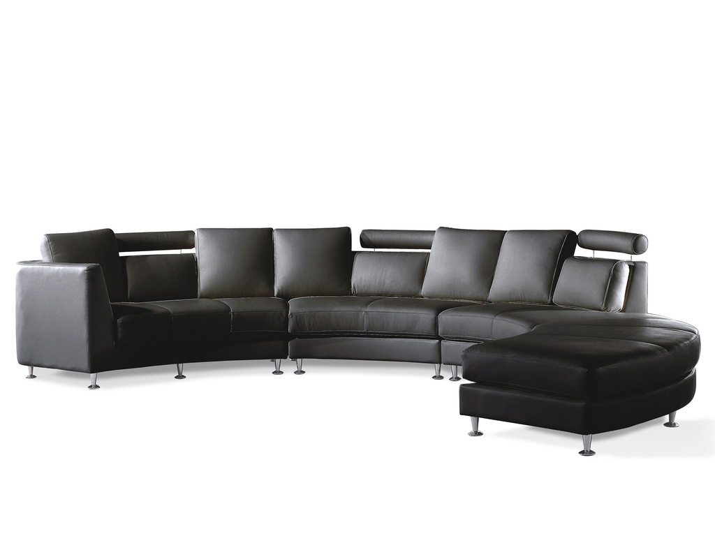 Półokrągła skórzana sofa kanapa ROTUNDE czarna