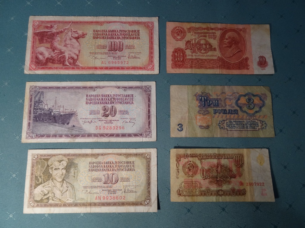 Wykopki zestaw banknotów 6 szt. Jugosławia Rosja