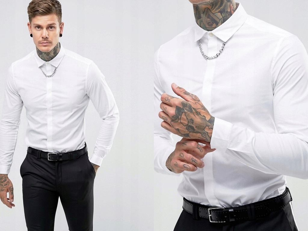 Biała elegancka koszula z łańcuszkiem XXL