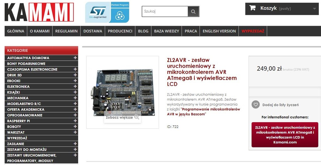 Arduino ZL2AVR płytka uruchomieniowa Atmega jak