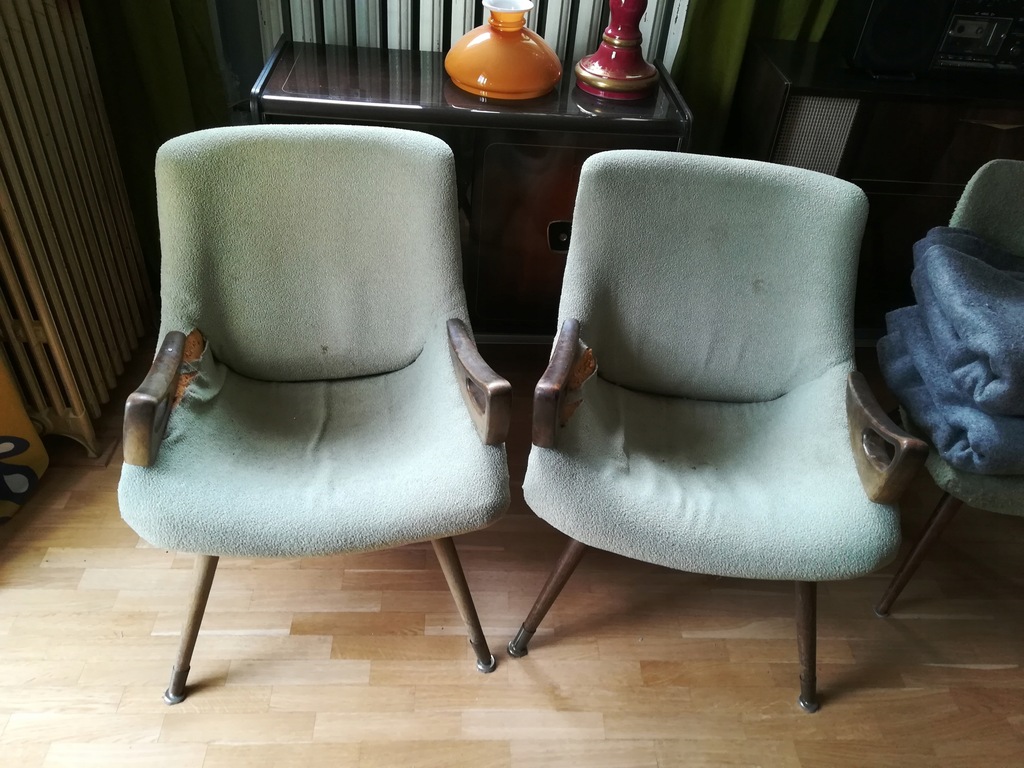 2 fotele lata 60 retro oryginalne unikatowe