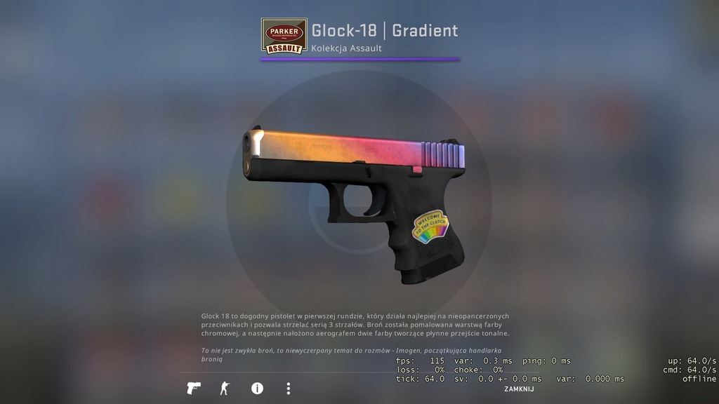 Glock-18 | Gradient Fade CS GO prosto z fabryki