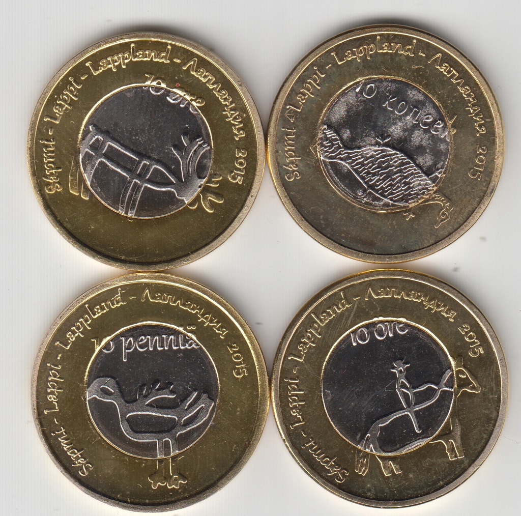 LAPONIA zestaw 4 monet 2015 bimetal
