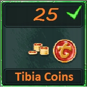 Tibia Coins 25 SZT - WSZYSTKIE ŚWIATY -