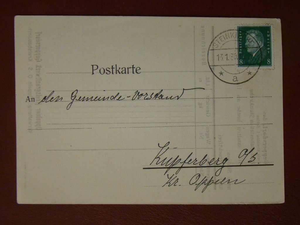 1930 Kupferberg/Oppeln=Adres,Lux A3566
