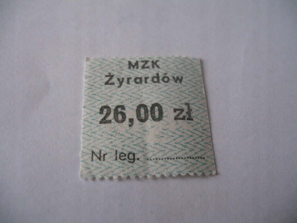 Bilet MZK Żyrardów znaczek miesięczny