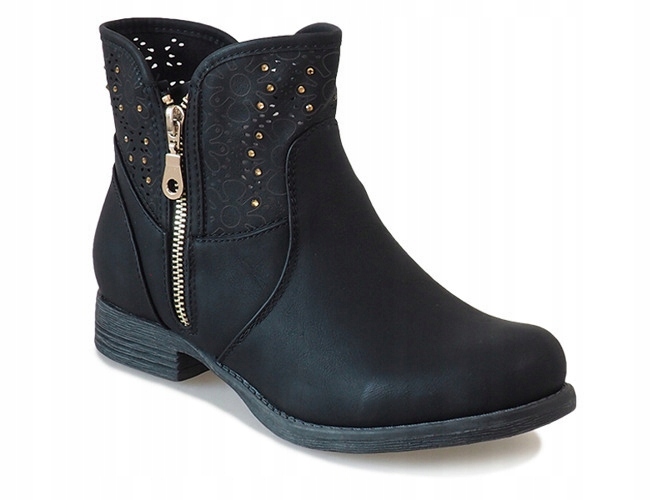 Czarne ażurowe botki damskie buty HC220 38