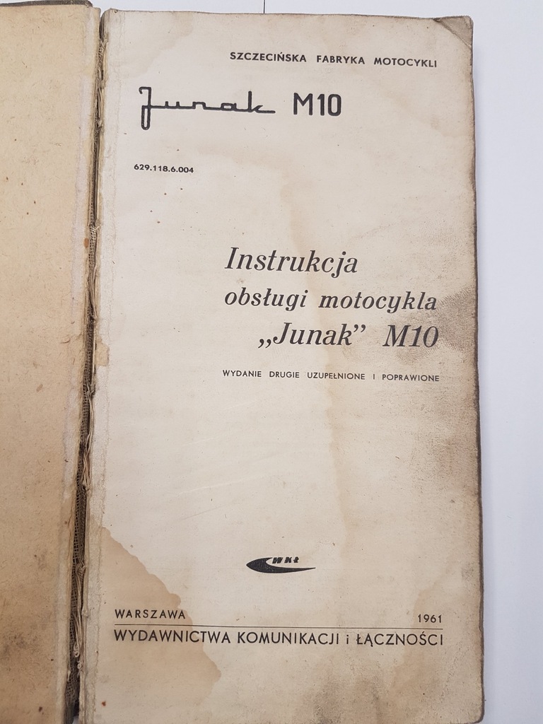 Instrukcja obsługi motocykla Junak M10 oryginał