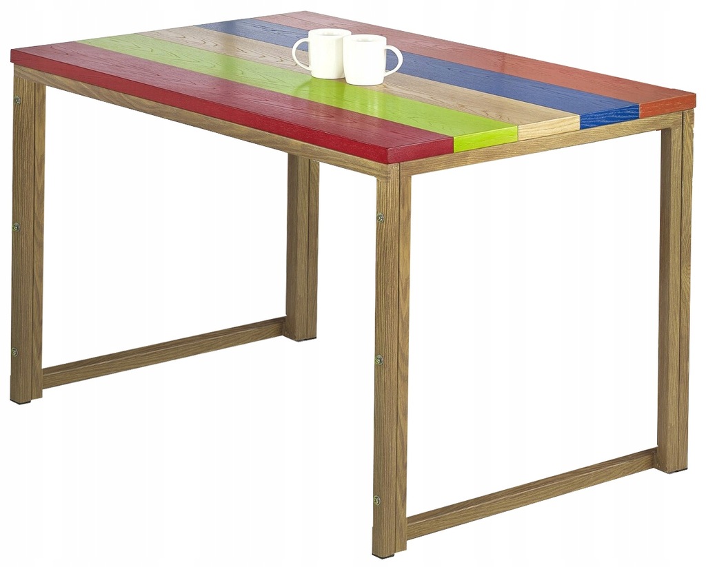 Kolorowy stół do kuchni 120x80 wielobarwny SZYBKO
