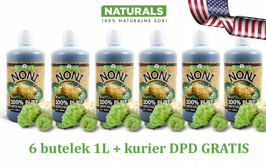 NorthShore USA 100% Sok NONI - 6 butelek 1L