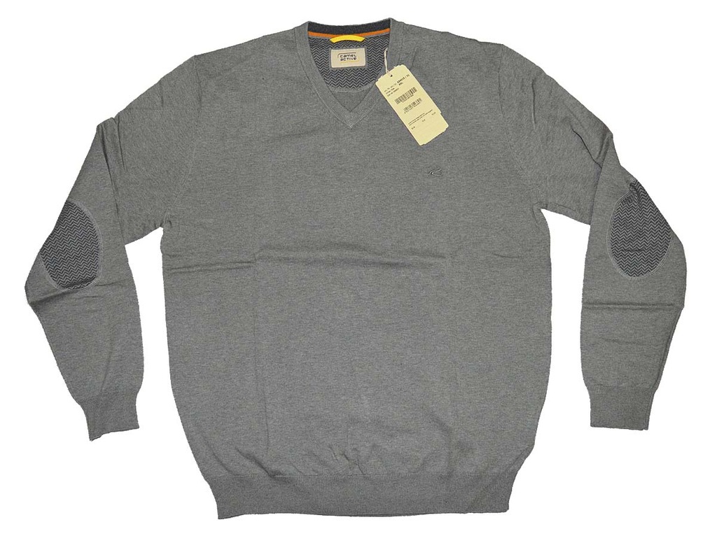 CAMEL ACTIVE ŁATY sweter V-NECK 634015/31 XXL łaty