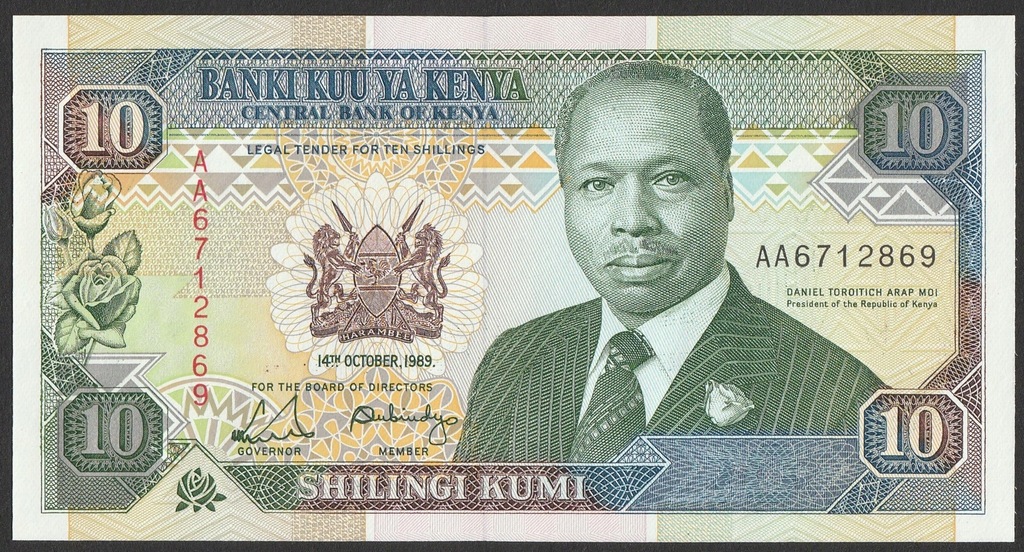 Kenia - 10 shilling - 1989 - stan UNC