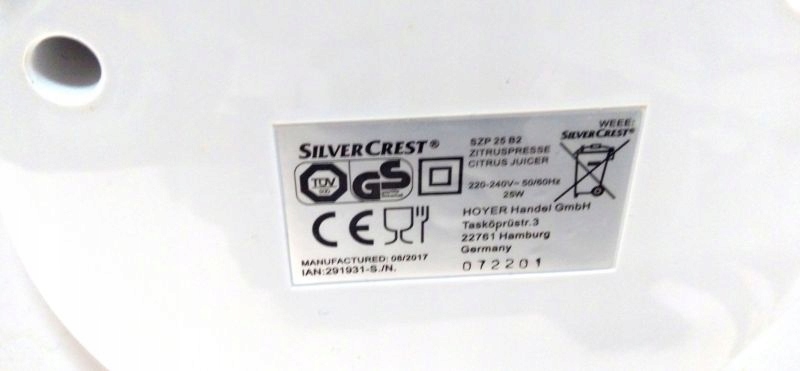 WYCISKARKA DO CYTRUSÓW SILVERCREST PUDEŁKO 7762443928 WYCISKARKA DO CYTRUSÓW SILVERCREST PUDEŁKO 7762443928