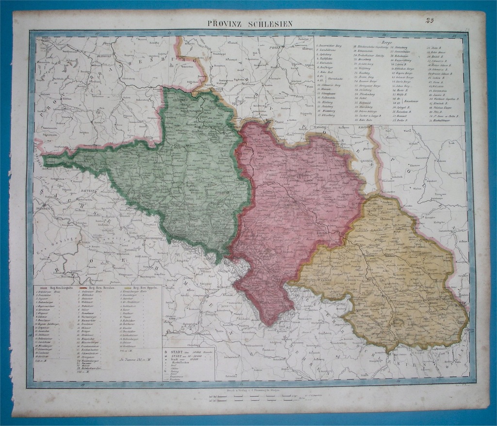 1856 MAPA ŚLĄSK Wrocław Katowice Opole Bytom oryg