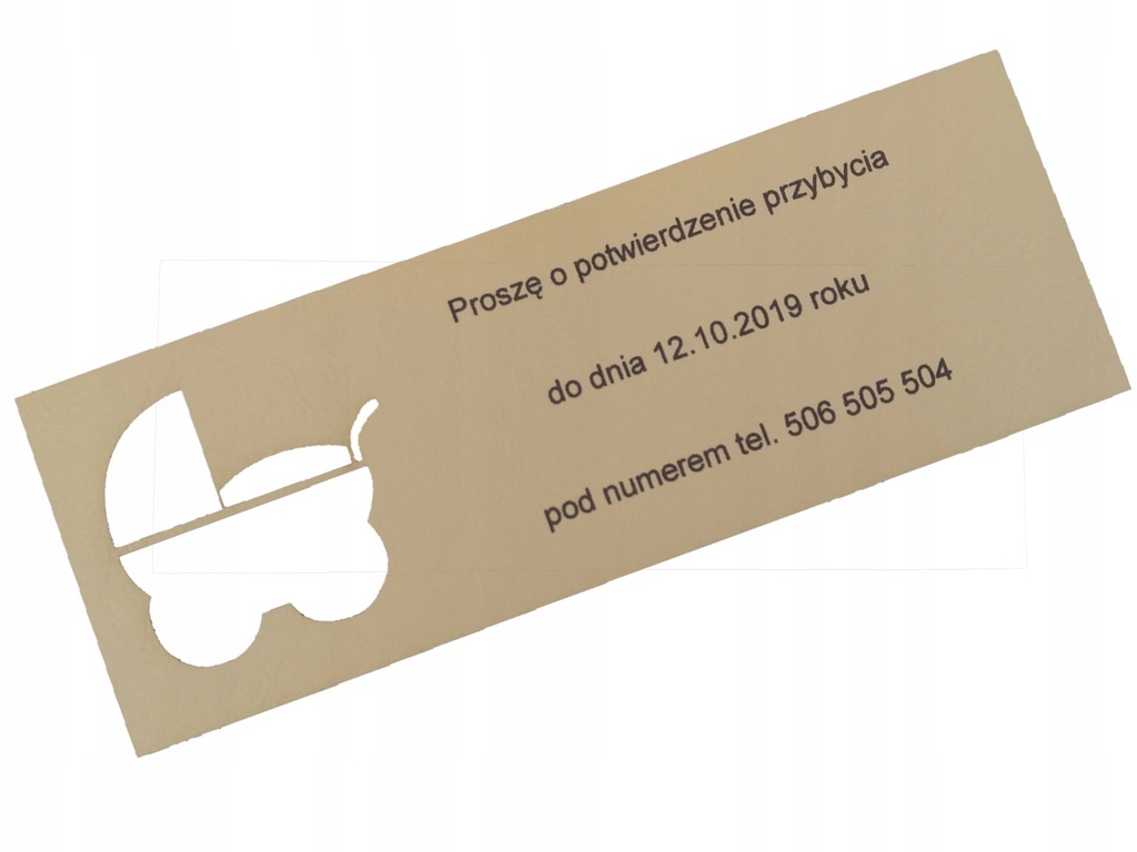 Potwierdzenie przybycia na chrzest - 8 sztuk