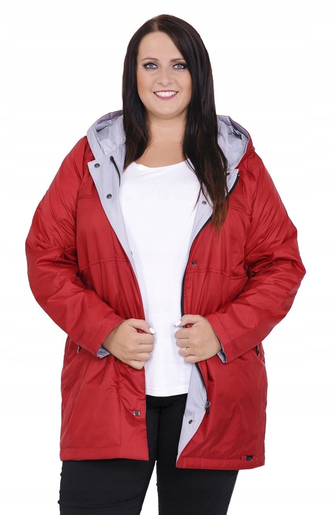 Przejściowa dłuższa kurtka w czerwonym kolorze 48 - 7551298402