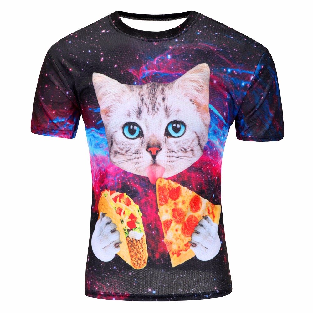 Koszulka T-Shirt z kotem kot pizza kosmos