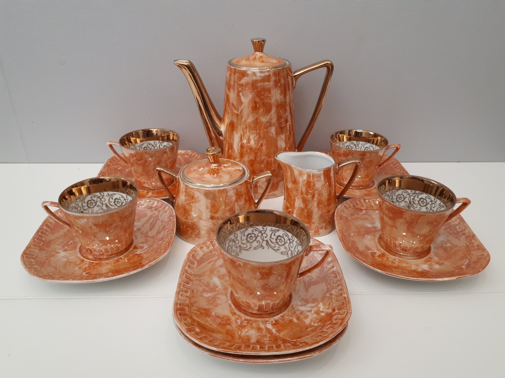 Serwis Porcelana Wawel Pomarańcz marmurek 6 osób!