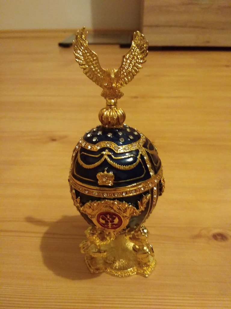 Jajko Faberge orzeł podstawka lwy pudełko