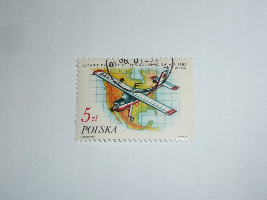 Znaczki: 5 ZŁ - LATANIE PRECYZYJNE MŚ 1985 W USA !