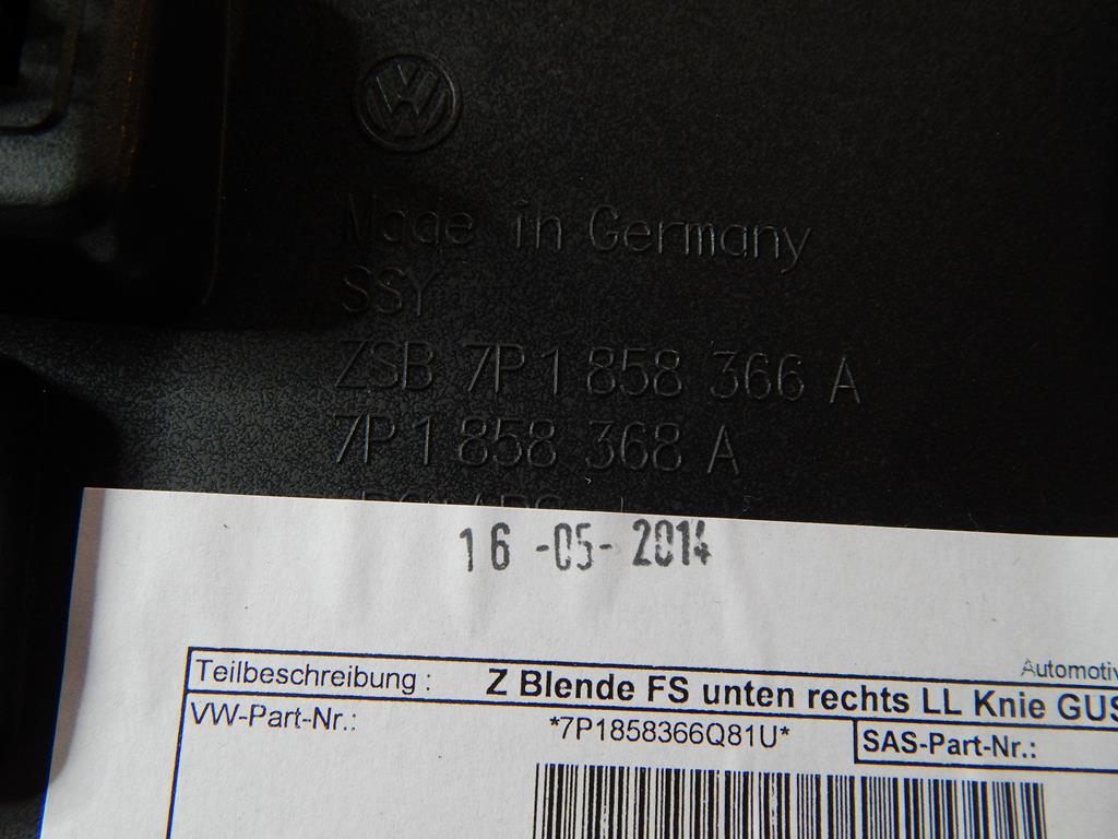 VW TOUAREG 7P cover below steering wheel, 7P1858366A