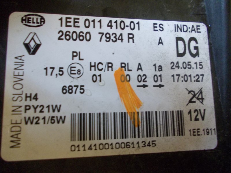 LIGHT FRONT FRONT LEFT RENAULT TRAFIC 14