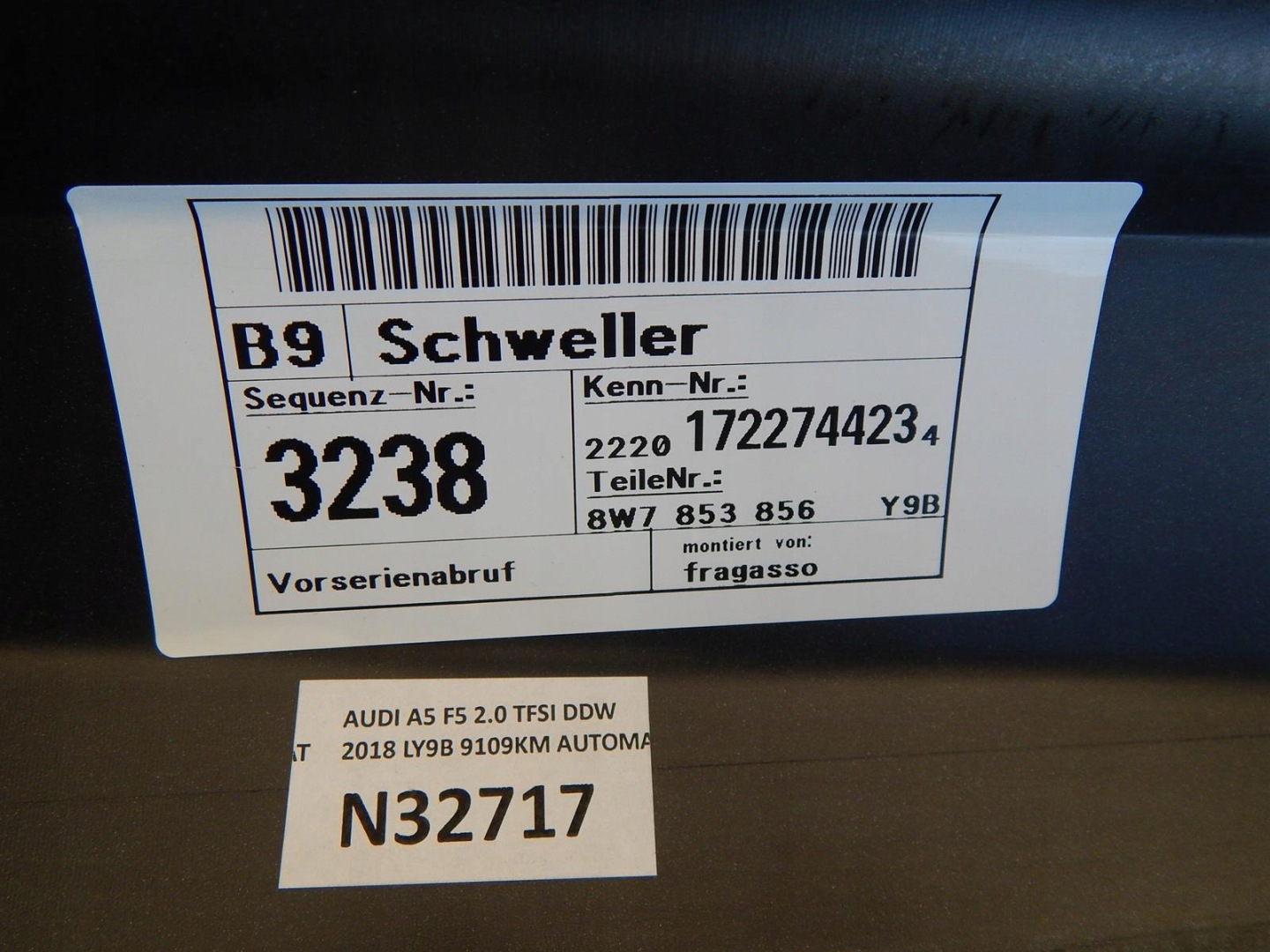 AUDI A5 F5 moulding threshold right LY9B 8W7853856