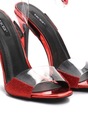 Vices Sandále špendlíky trblietavé červené r39 Dĺžka vložky 25.5 cm